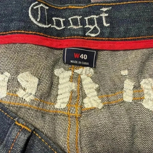 Men's Coogi Heritage Embroidered Patch Cotton‎ Denim Jean Y2K Shorts Size 40 - Picture 5 of 6